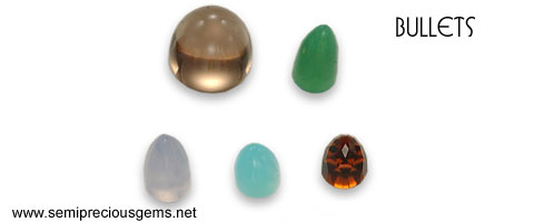 bullet shape gemstones, cabochons shape gems